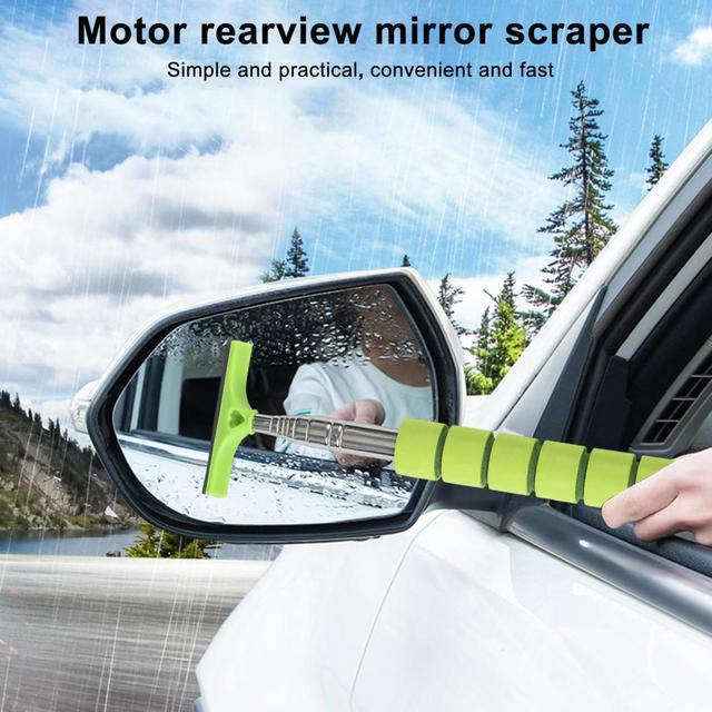 Car Rearview Mirror Wiper Stainless Steel Telescopic Car Rearview Mirror  Wiper for View Efficient Tool Portable Easy to Carry - AliExpress
